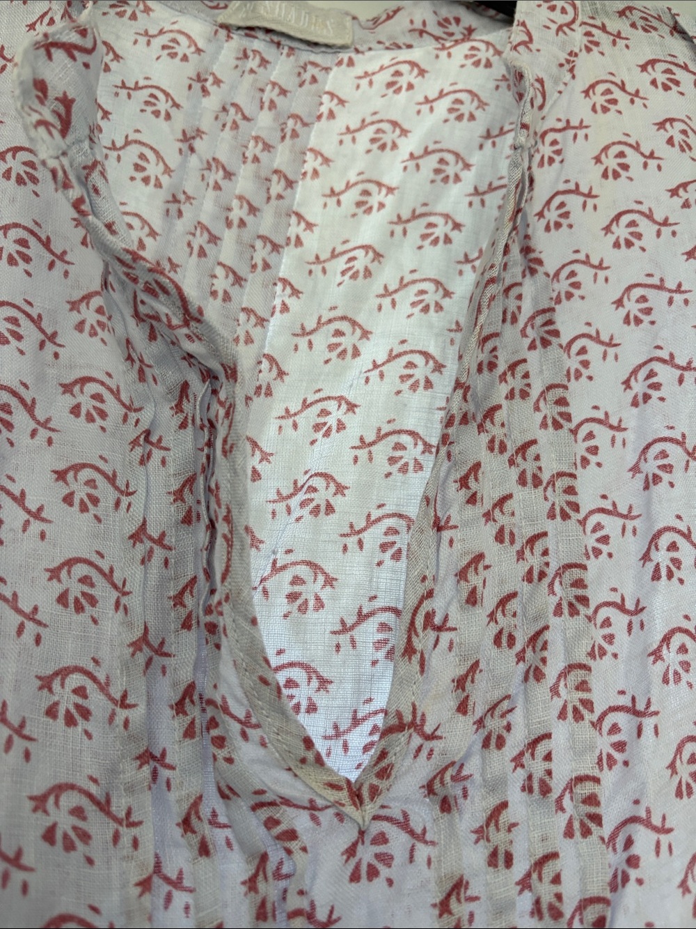 CPShades linen Long-Sleeve pale blue Dress with Red Floral Motif - Picture 5 of 13
